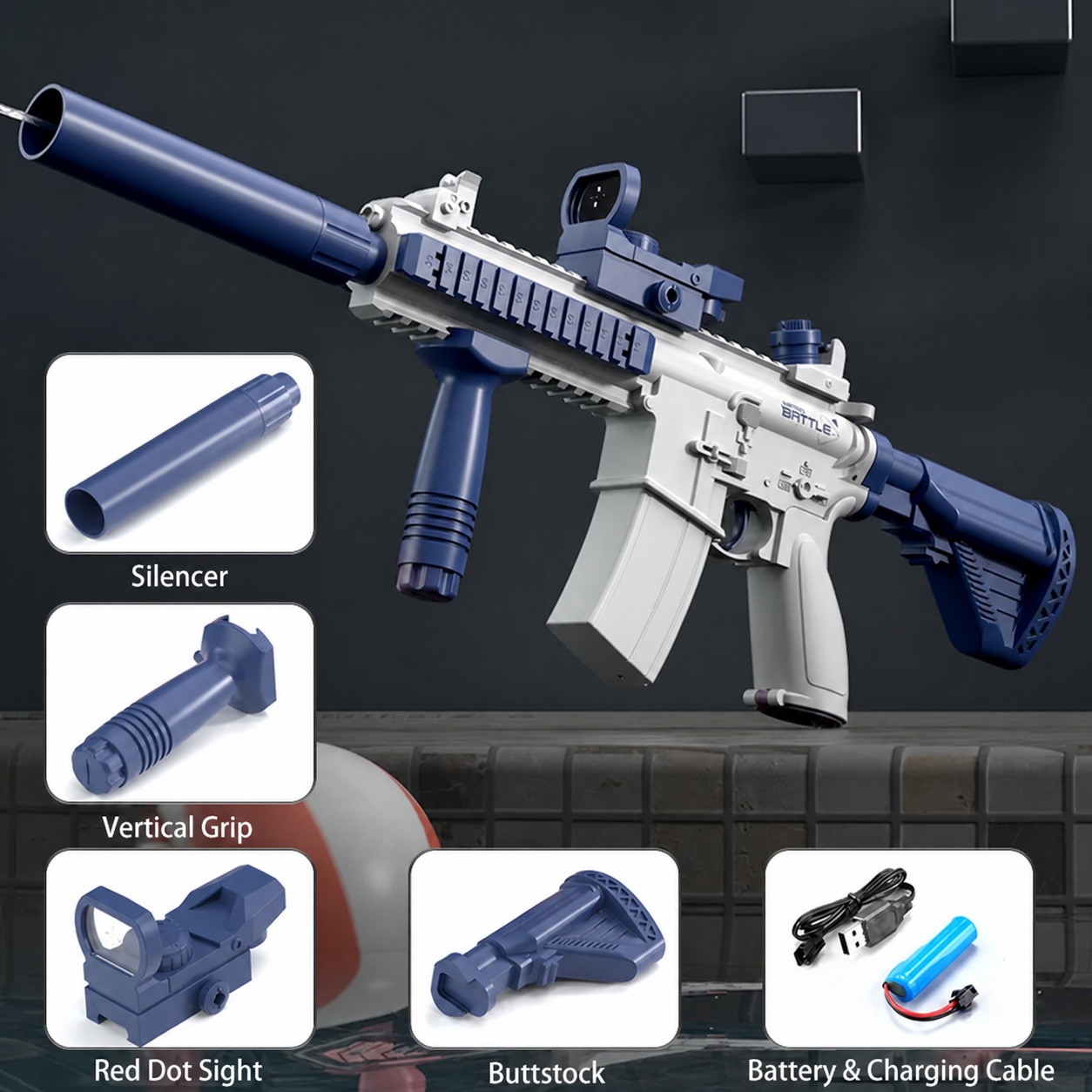 Pistolet à Eau M416 Automatique Bleu